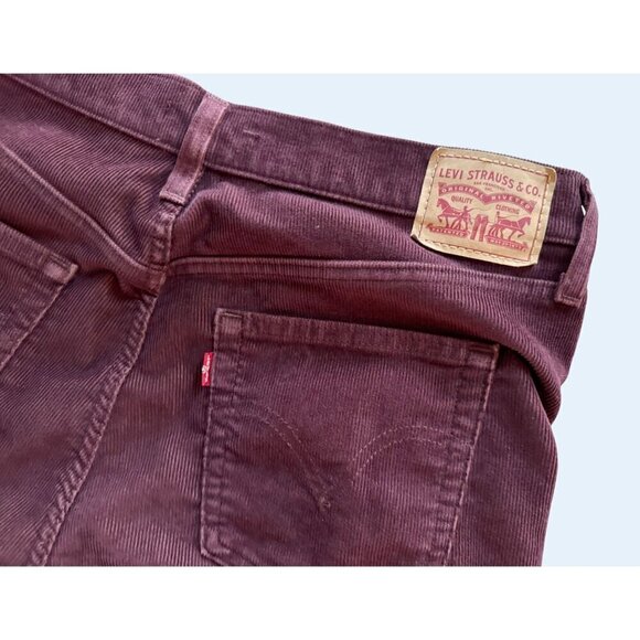 LEVI'S High Waisted Mom Corduroy Jeans Burgundy Maroon Size 34 - Picture 6 of 8